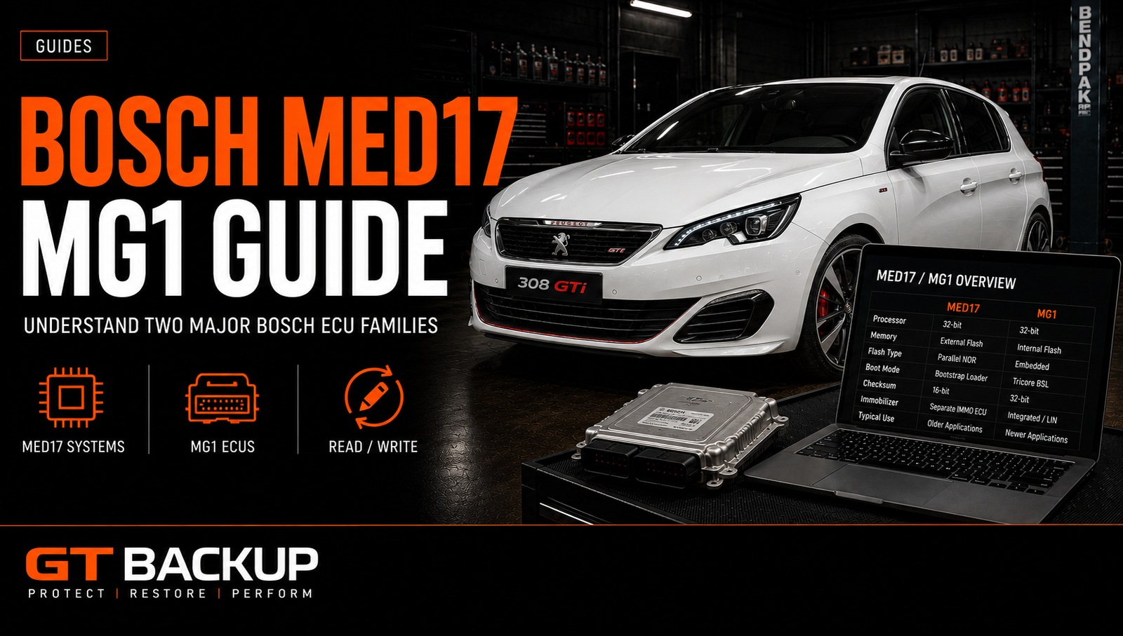 Bosch MED17 and MG1 petrol ECU generations for tuning and calibration