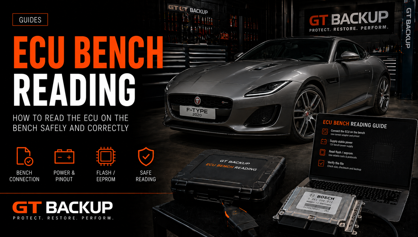 ECU bench reading with professional tools and correct pinout