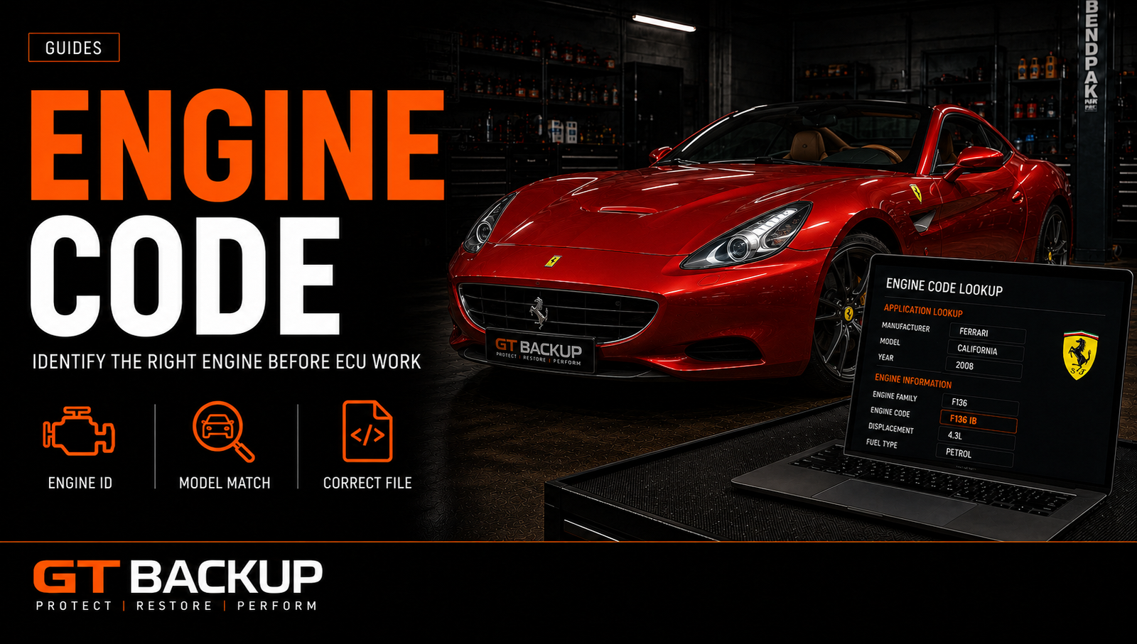 Engine code identification for accurate ECU file matching