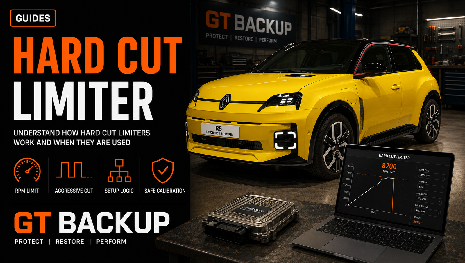Hard cut limiter, no-lift shift and launch control ECU calibration