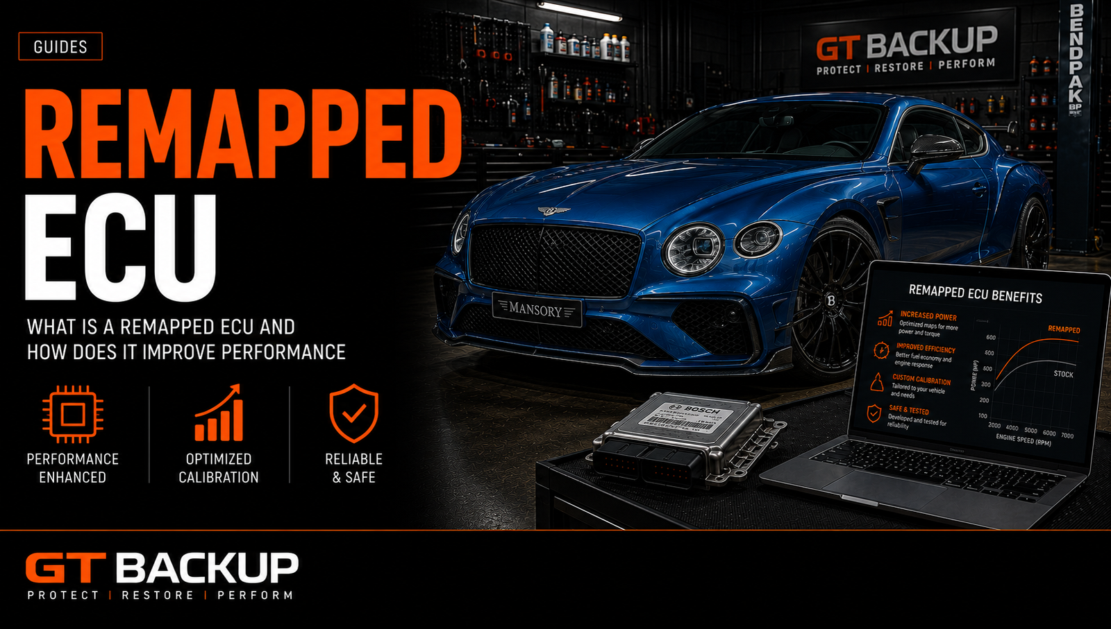 Remapped ECU with optimized engine software and calibration settings