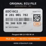 EDC15C2 0281001782 1037359041 ORI – Bosch ECU label, PSA 9634662880 – Peugeot 406 2.0 HDi