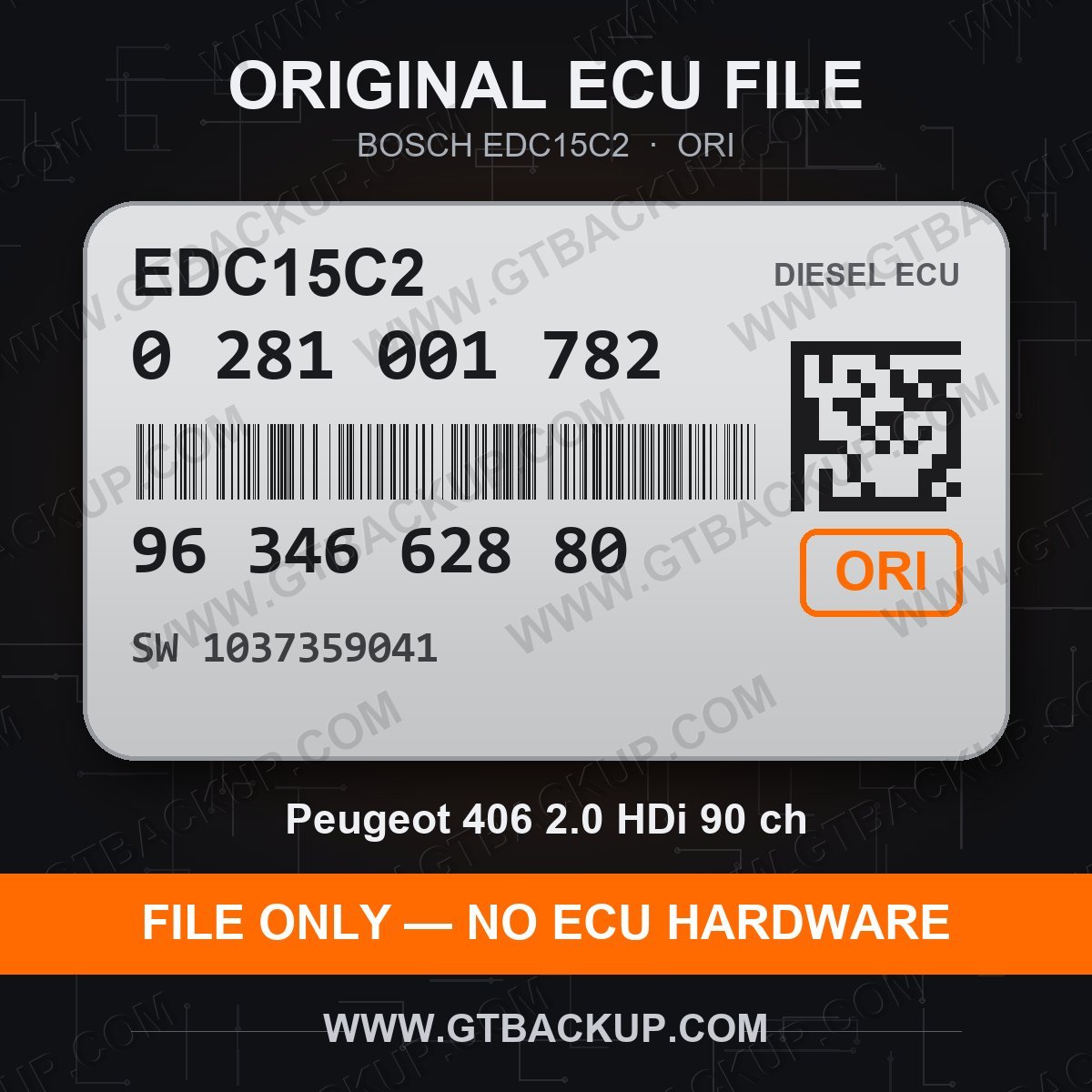 EDC15C2 0281001782 1037359041 ORI – Bosch ECU label, PSA 9634662880 – Peugeot 406 2.0 HDi