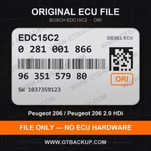 EDC15C2 0281001866 1037359123 ORI – Bosch ECU label, PSA 9635157980 – Peugeot 206 2.0 HDi