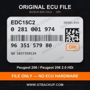 EDC15C2 0281001974 1037359124 ORI – Bosch ECU label, PSA 9635157980 – Peugeot 206 2.0 HDi