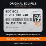 EDC15C2 0281010248 1037359169 ORI – Bosch ECU label, PSA 9635157080 – Peugeot 406 2.0 HDi