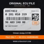 EDC15C2 0281010359 1037353497 – Bosch ECU label, PSA 9640324880 – Citroën Jumpy 2.0 HDi