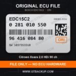 EDC15C2 0281010550 1037353310 ORI – Bosch ECU label, PSA 9641608480 – Citroën Xsara 2.0 HDi