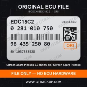 EDC15C2 0281010750 1037353528 – Bosch ECU label, PSA 9643525080 – Citroën Xsara Picasso 2.0 HDi