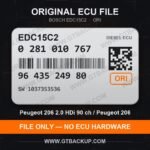 EDC15C2 0281010767 1037353536 ORI – Bosch ECU label, PSA 9643524980 – Peugeot 206 2.0 HDi