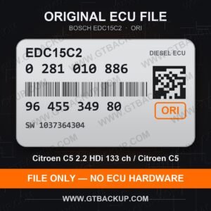 EDC15C2 0281010886 1037364304 ORI – Bosch ECU label, PSA 9645534980 – Citroën C5 2.2 HDi