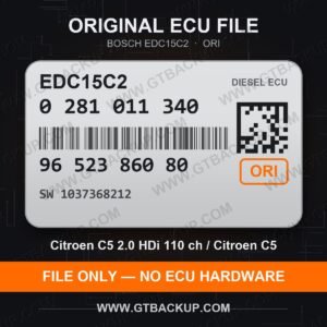 EDC15C2 0281011340 1037368212 ORI – Bosch ECU label, PSA 9652386080 – Citroën C5 2.0 HDi