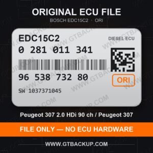 EDC15C2 0281011341 1037371045 ORI – Bosch ECU label, PSA 9653873280 – Peugeot 307 2.0 HDi