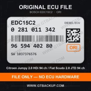 EDC15C2 0281011342 1037376576 – Bosch ECU label, PSA 9659440280 – Citroën Jumpy 2.0 HDi