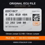 EDC15C7 0281010484 1037363244 ORI – Bosch ECU label, PSA 1329214080 – Citroën Jumper 2.2 HDi