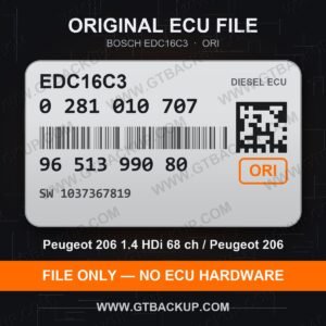 EDC16C3 0281010707 1037367819 ORI – Bosch ECU label, PSA 9651399080 – Peugeot 206 1.4 HDi