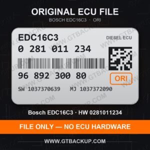 EDC16C3 0281011234 1037370639 1037372090 – Bosch ECU label, PSA 9689230080 – Peugeot 307 1.6 HDi