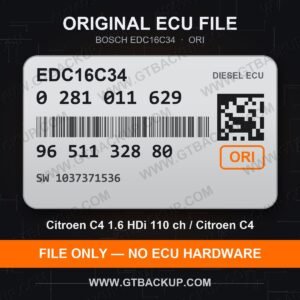 Bosch EDC16C34 ECU label 0281011629 9651132880 SW 1037371536 – Citroën C4 1.6 HDi