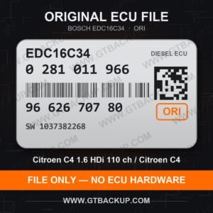 Bosch EDC16C34 ECU label 0281011966 9662670780 SW 1037382268 – Citroën C4 1.6 HDi