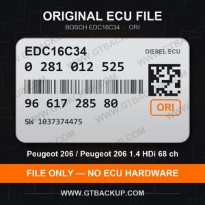 Bosch EDC16C34 ECU label 0281012525 9661728580 SW 1037374475 – Peugeot 206 1.4 HDi