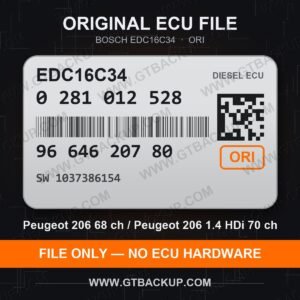 Bosch EDC16C34 ECU label 0281012528 9664620780 SW 1037386154 – Peugeot 206 1.4 HDi