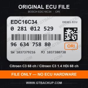 Bosch EDC16C34 ECU label 0281012529 9663475880 SW 1037379216 upgrade 1037380738 – Citroën C3 1.4 HDi