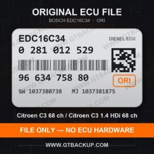 Bosch EDC16C34 ECU label 0281012529 9663475880 SW 1037380738 upgrade 1037381875 – Citroën C3 1.4 HDi