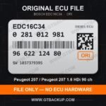 Bosch EDC16C34 ECU label 0281012981 9662212480 SW 1037379395 – Peugeot 207 1.6 HDi