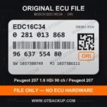 Bosch EDC16C34 ECU label 0281013868 9663755480 SW 1037380749 upgrade 1037386111 – Peugeot 207 1.6 HDi