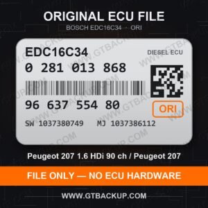 Bosch EDC16C34 ECU label 0281013868 9663755480 SW 1037380749 upgrade 1037386112 – Peugeot 207 1.6 HDi