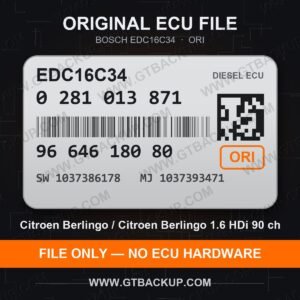 Bosch EDC16C34 ECU label 0281013871 9664618080 SW 1037386178 upgrade 1037393471 – Citroën Berlingo 1.6 HDi