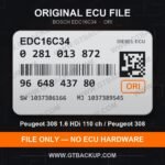 Bosch EDC16C34 ECU label 0281013872 9664843780 SW 1037386166 upgrade 1037389545 – Peugeot 308 1.6 HDi