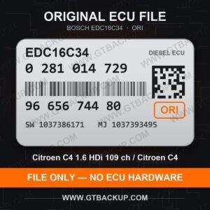 Bosch EDC16C34 ECU label 0281014729 9665674480 SW 1037386171 upgrade 1037393495 – Citroën C4 1.6 HDi